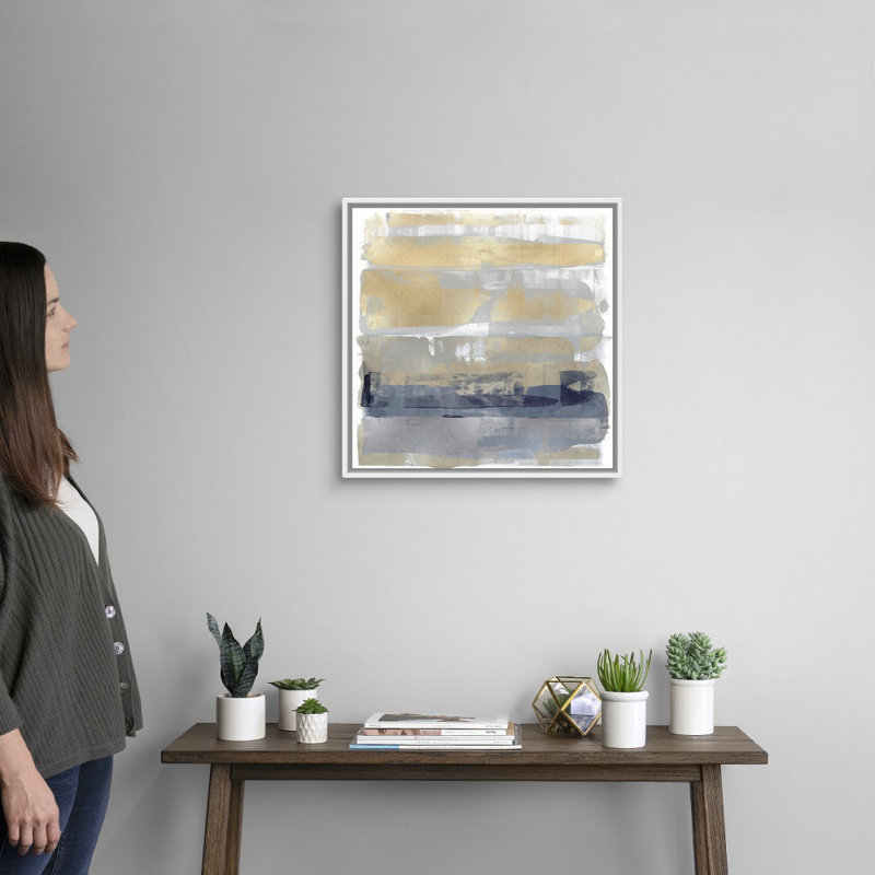 Reproduction d’art sur toile, "astract expressions or" par David Moore, H 22 po x l 22 po x P 1,75 po, Cadre blanc