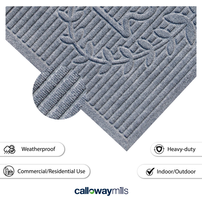 Barreto Non-Slip Doormat, Rectangle 3' x 5', Gray