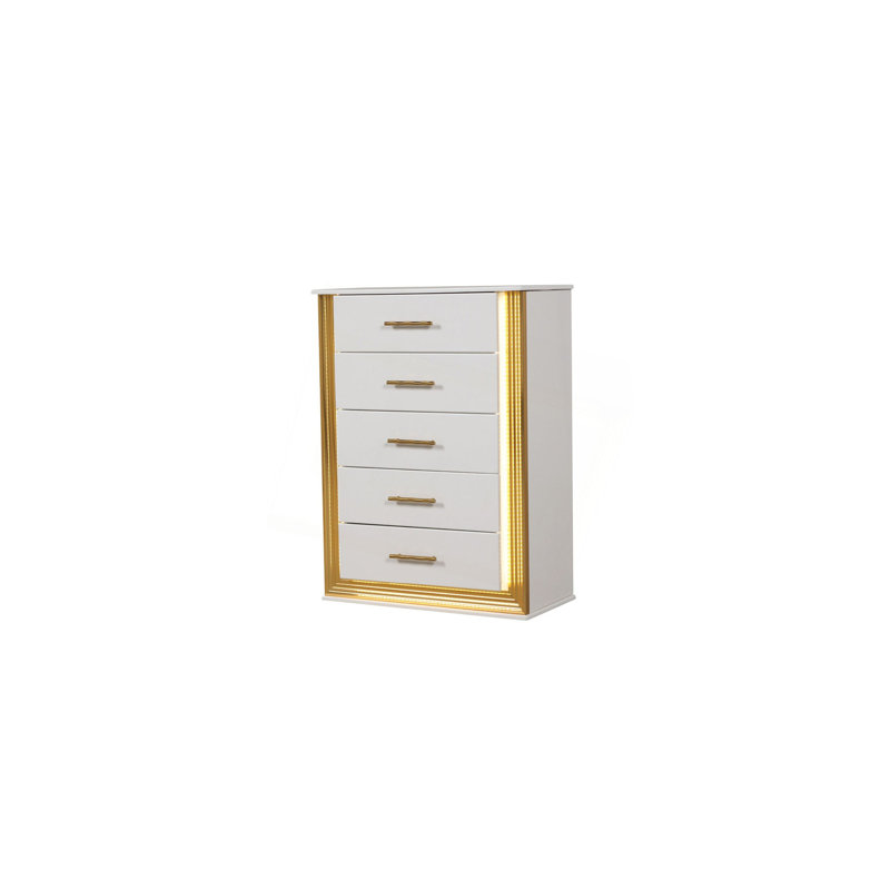Commode 5 tiroirs de style contemporain en bois