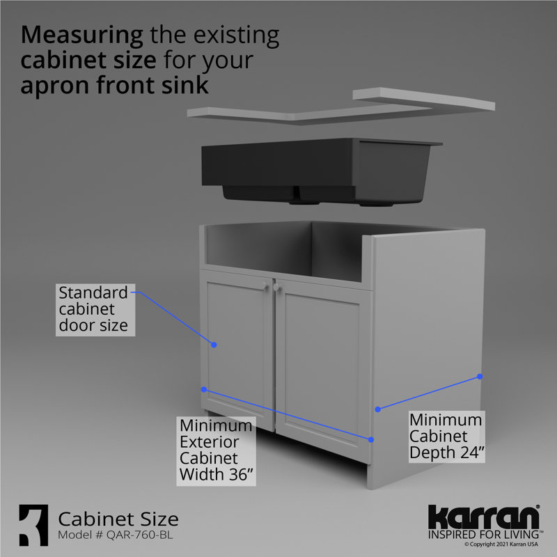 Karran Retrofit Farmhouse/Apron-Front Quartz Composite 34'' X 21-1/4'' 60/40 Double Bowl Kitchen Sink, Matte Black