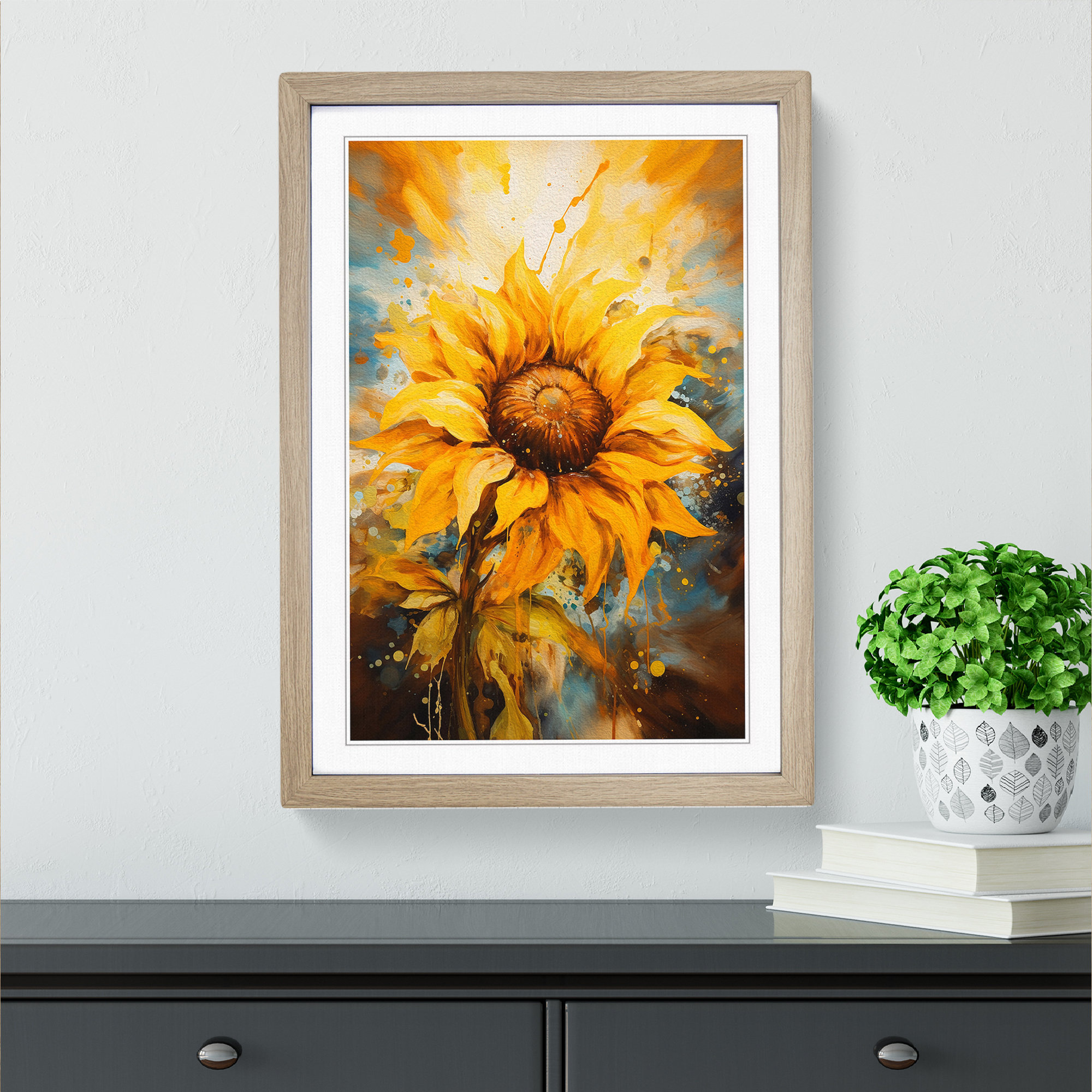 Brambly Cottage Sunflower Gestural - Single Picture Frame Art Prints on ...