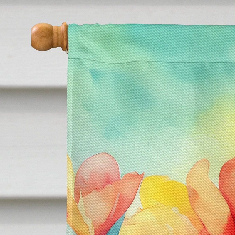 Freesias dans le drapeau de la maison à l'aquarelle