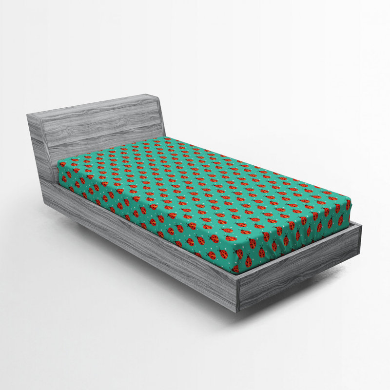 Drap-housse en microfibre coccinelles avec petite étoile, Drap-housse de taille simple