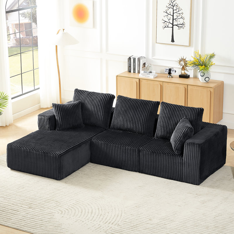 Canapé modulaire gris foncé en velours côtelé modulaire 4 places, pour le salon, utilisation instantanée, ressorts ensachés confortables, canapé polyvalent gris, sans assemblage, utilisation multifonctionnelle, support en éponge