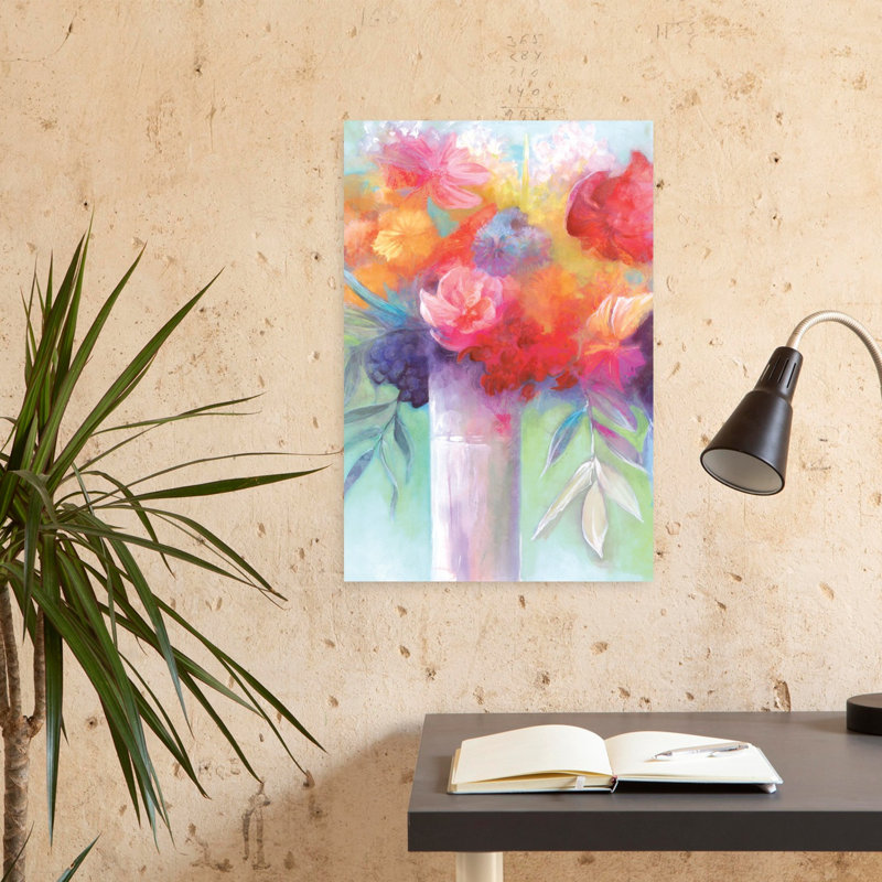 Bright And Cheery Flowers Abstract Spring Tropical Art, 24" H x 16" W