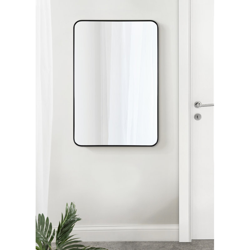 Miroir mural Anacleta, 35,5 po x 23,5 po, Noir