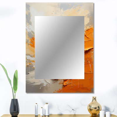 Échos orange et beige de formes modernes I - peinture abstraite murale, miroir décoratif orange, impression sur métal