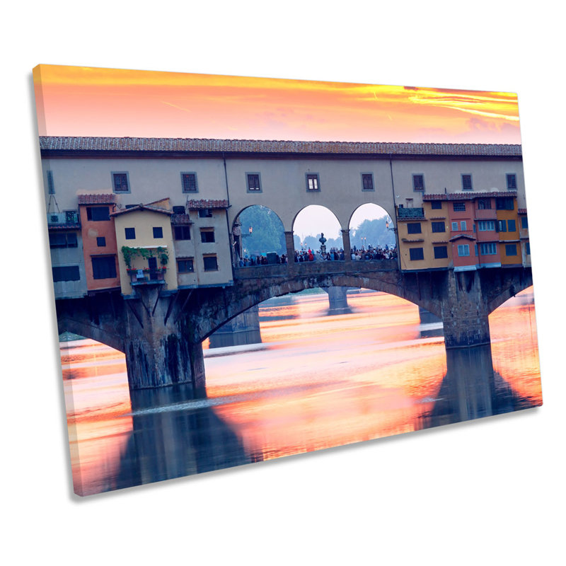 Florence Italy Ponte Vecchio Bridge - Wrapped Canvas Print, 30.5cm H x 45.7cm W