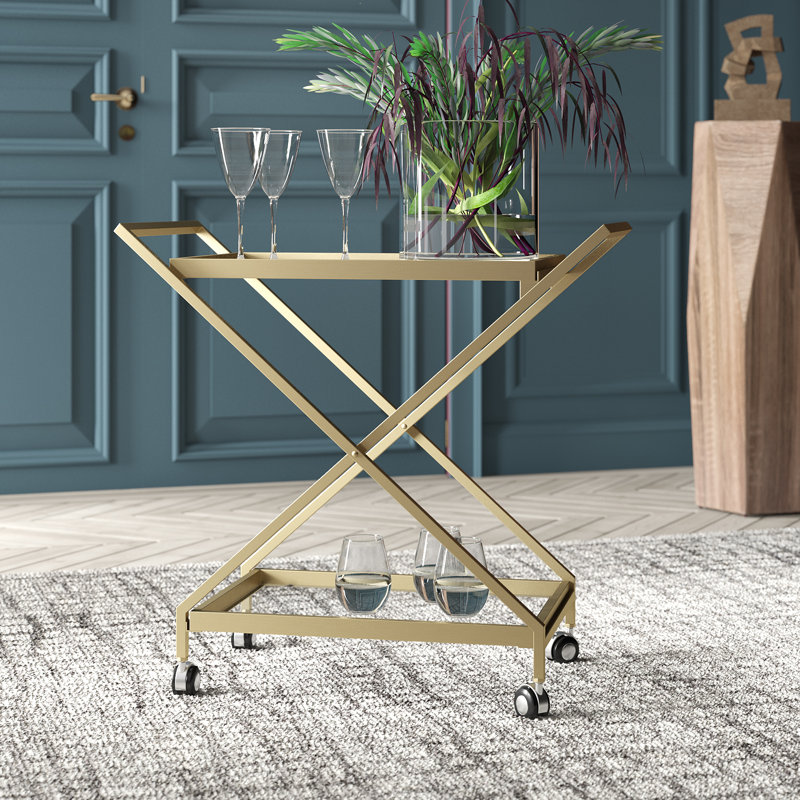 Chariot-bar industriel en fer / verre Ligon
