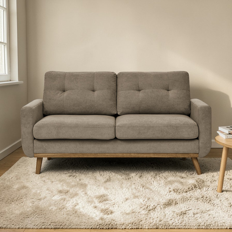 Brooklington 67.7" Square Arm Loveseat with Wooden Legs (Legs Tone May Vary), Camel Polyester