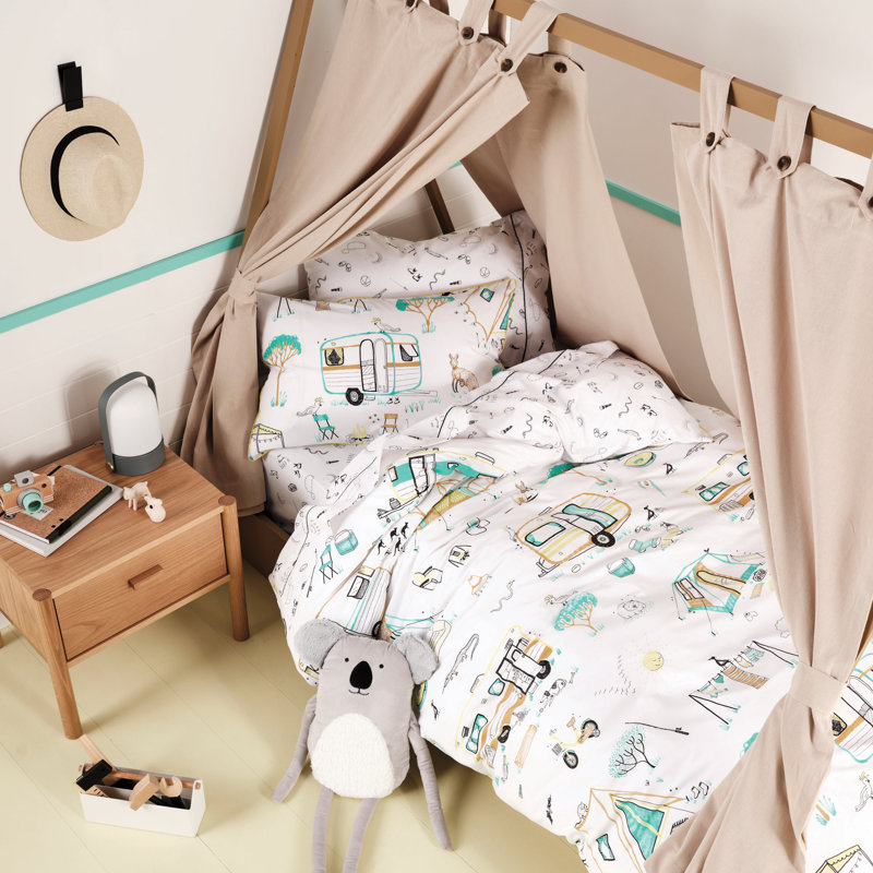 Down By The River Cotton Abstract Duvet Cover Set with Pillowcases, Double Duvet Cover + 2 Standard Pillowcases