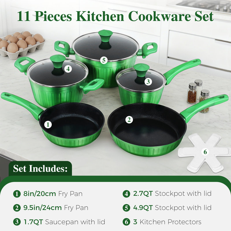 11 - Piece Non-Stick Aluminum Cookware Set