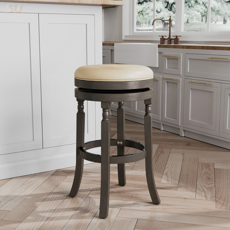 Tabouret Ramona, Tabouret de bar (siège d'une hauteur de 30 po), Noir, Gris