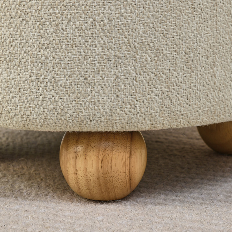 Repose-pieds rond avec rangement, Beige