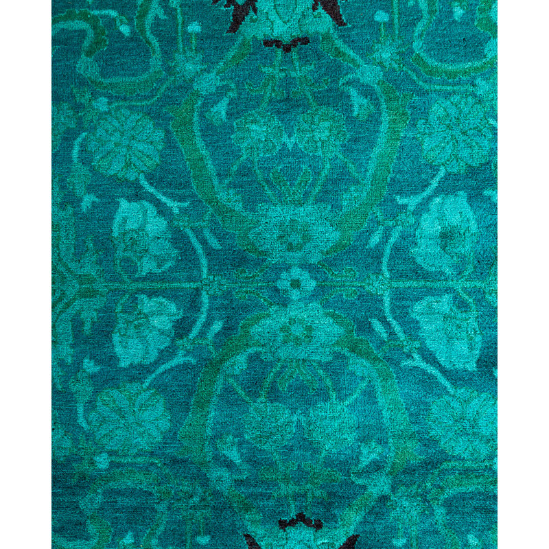 Overdyed Hand-Knotted Wool Modern-Contemporary Green Area Rug 8' 2" x 10' 3"