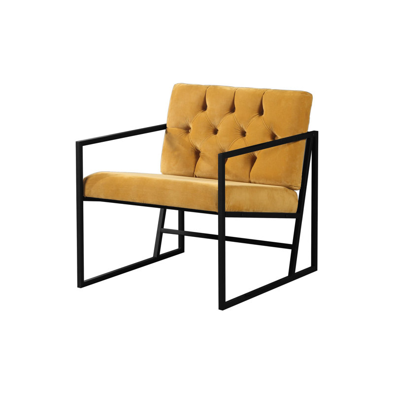 Bina Upholstered Wingback Chair, Yellow, Black