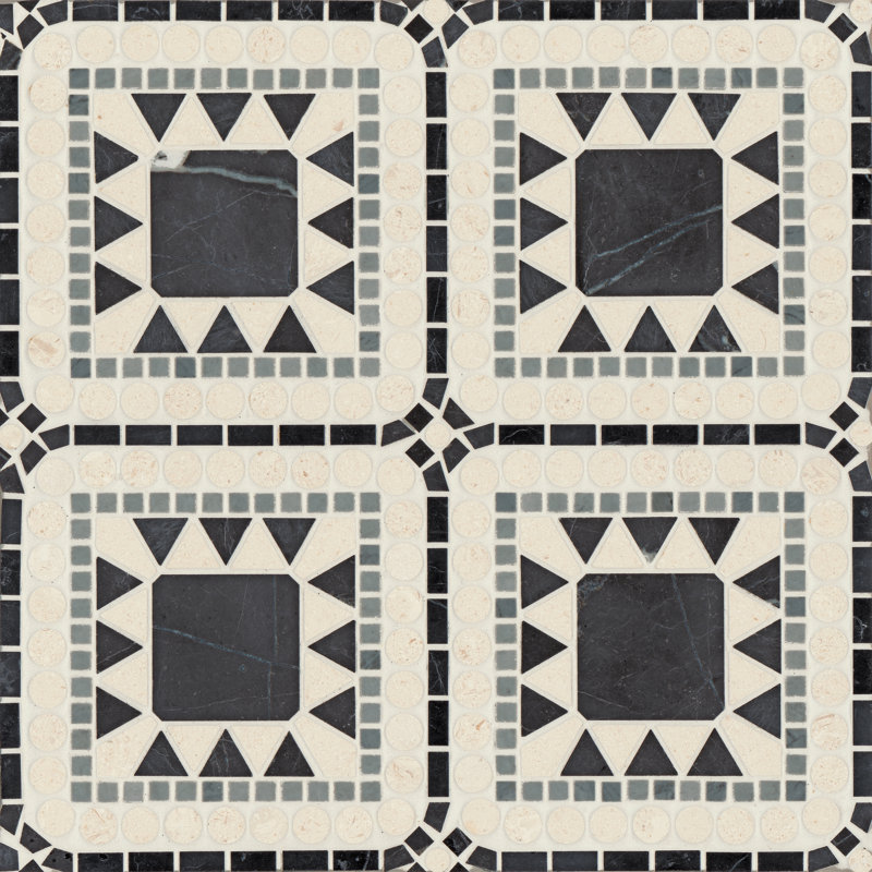Atrium Marble Blend Mosaic Wall & Floor Tile, Nero Marquina/Beige