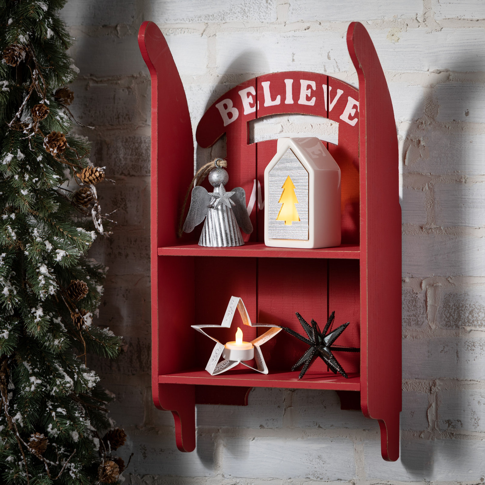 Mirrored Starburst Hanging Figurine Ornament Set Of 2