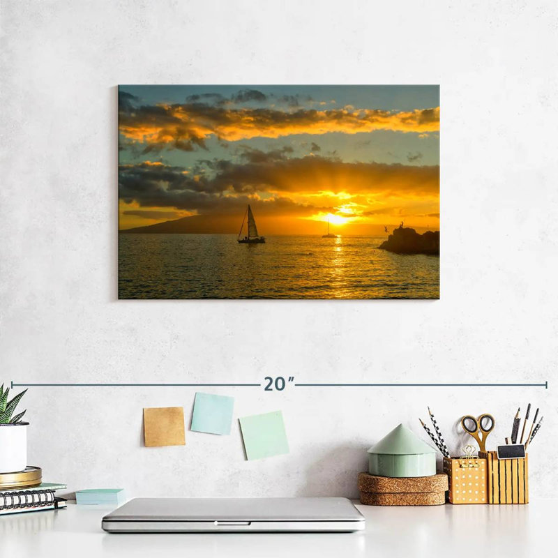 Kaanapali Gillard, gens au coucher du soleil, H 8 po x l 12 po