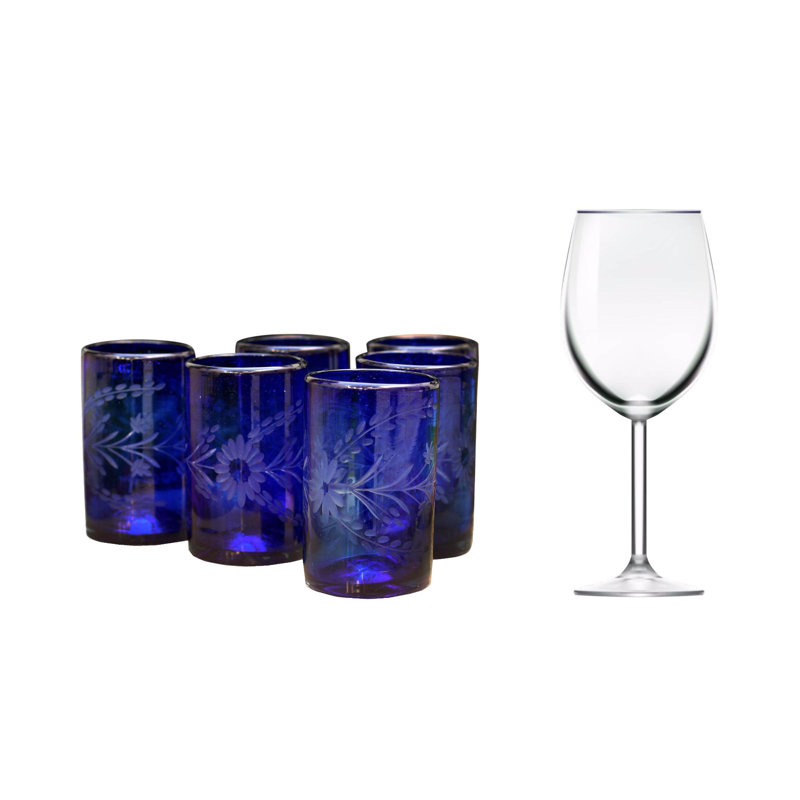 Faiza 14oz. Handmade Stemless Wine Glass Set