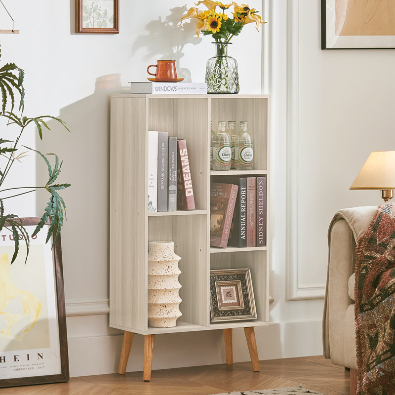 5 Cube Bookshelf 3-Tier Bookcase With Legs,Book Shelf Cute Storage Organizer,Free Standing Open Toy Shelves Wood Bookshelves,Display Bookcases For Bedroom,Living Room