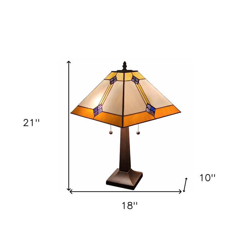 Lampe de table 21 po à deux lumières en métal brun foncé avec abat-jour beige