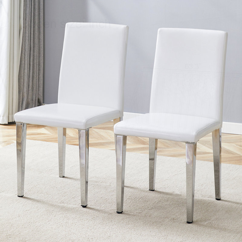 Ensemble de 2 chaises de salle à manger en polyuréthane, Argent, Blanc, 2