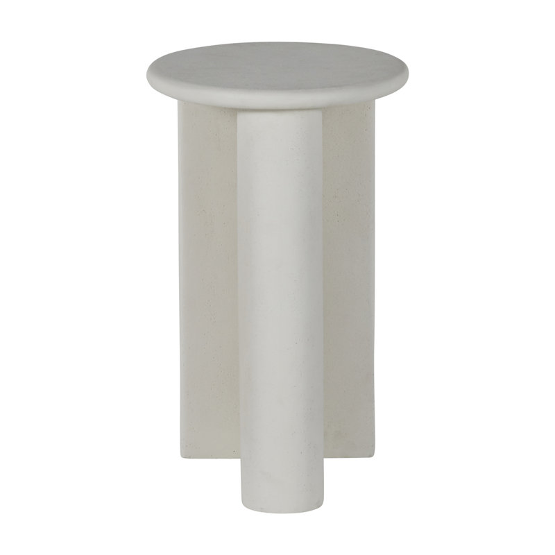 Elliptical White Cast Stone Oval Side Table