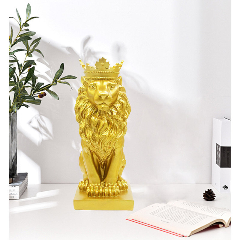 Statue couronne de roi lion, statue décorative H 15 po, Gold