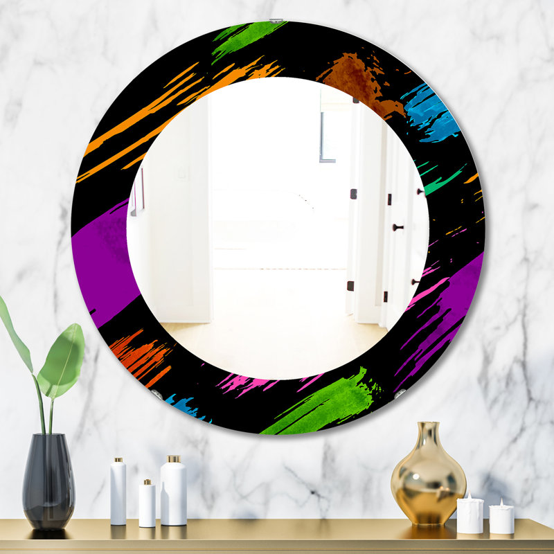 Miroir mural obsidien 6 impressions bohémiennes et éclectiques, H 31,5 po x l 23,7 po