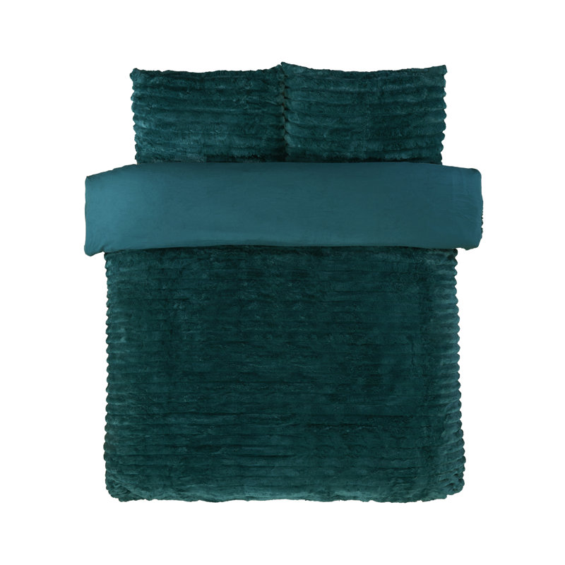 Aliyas Chunky Ribbed Duvet Set, Racing Green, Double Duvet Cover Set