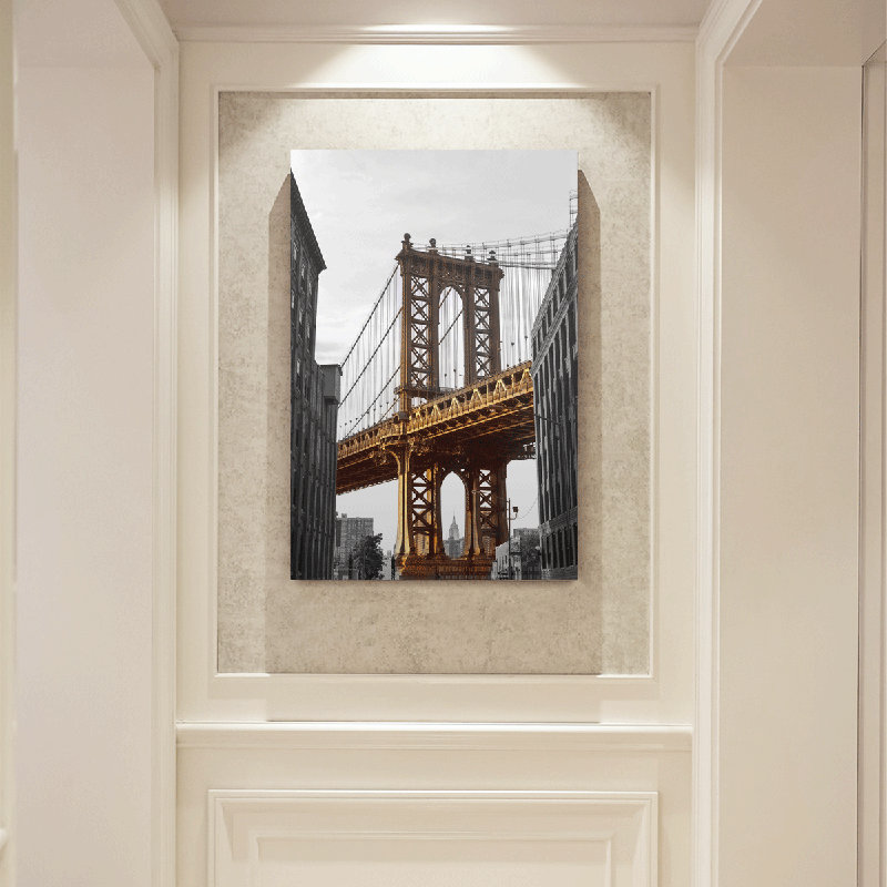 «On a Time in America at the Manhattan Bridge», reproduction de photo sur toile encadrée