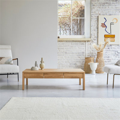 DeDee Solid Wood Four Leg Coffee Table with Storage