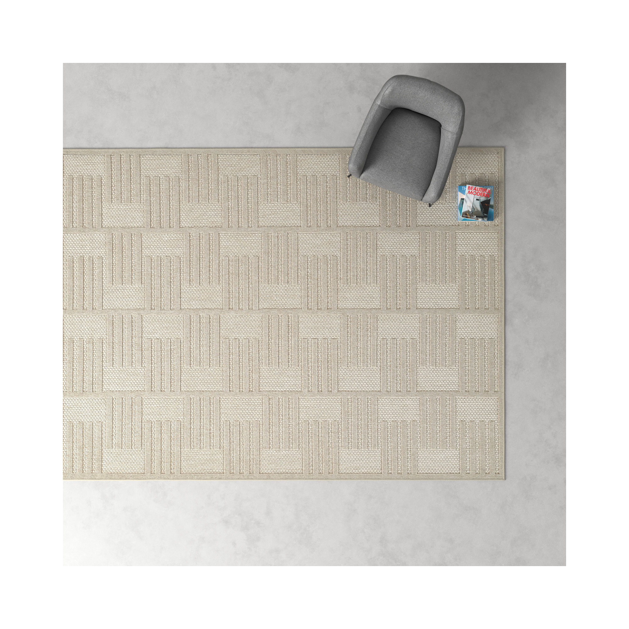 Trilby Beige Indoor/Outdoor Rug, Rectangle 9'3" x 12'6"