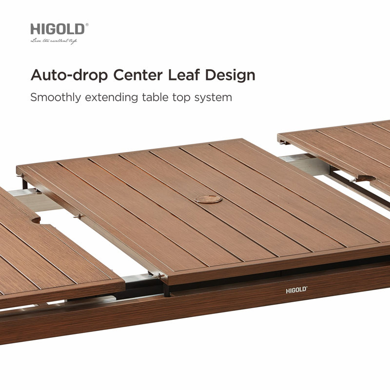 Higold - Heck 9 Pieces Patio Dining Sets, For Outdoor Dining Using, Grade A Teak, Black Aluminum Finished, Black&Brown