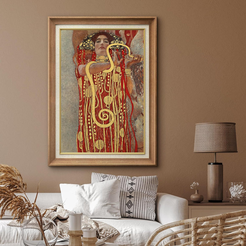 "IDÉE4WALL", art mural encadré de qualité supérieure par Gustav Klimt, Pas de tapis, Encadré naturel