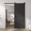 JUBEST Porte coulissante de grange entièrement assemblée en MDF noir laminé 91,4 cm x 213,4 cm (36 po x 84 po) avec quincaillerie