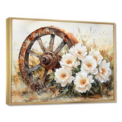 Inaiya, pivoines par roue de chariot I - pivoines, art mural