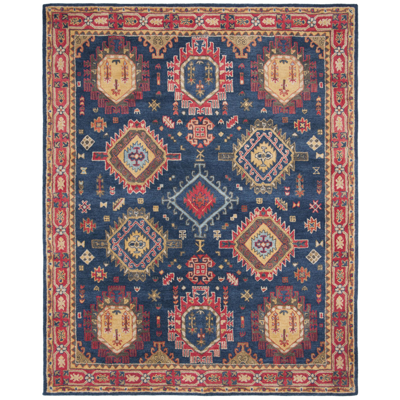 Donnal Hand Tufted Wool Oriental Rug, Rectangle 6' X 9'