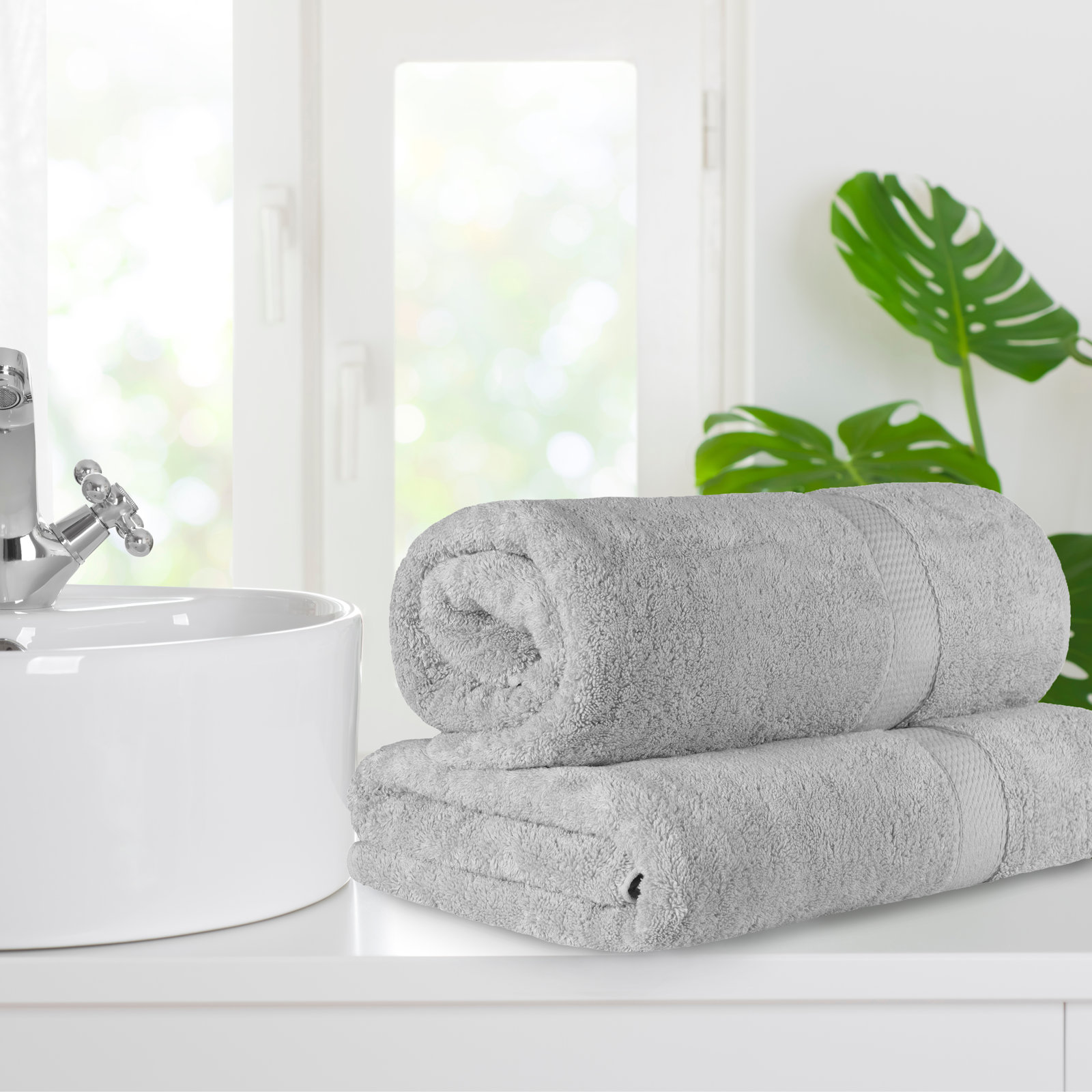 Renata 2-Piece Egyptian Cotton Bath Sheet Set, Silver