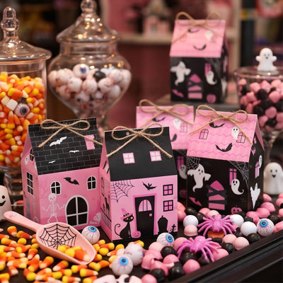 House Shaped Treat Boxes Candy Goodie Gift Boxes with Paper Party Boxes for Halloween Party Supplies Christmas Decor Gifts