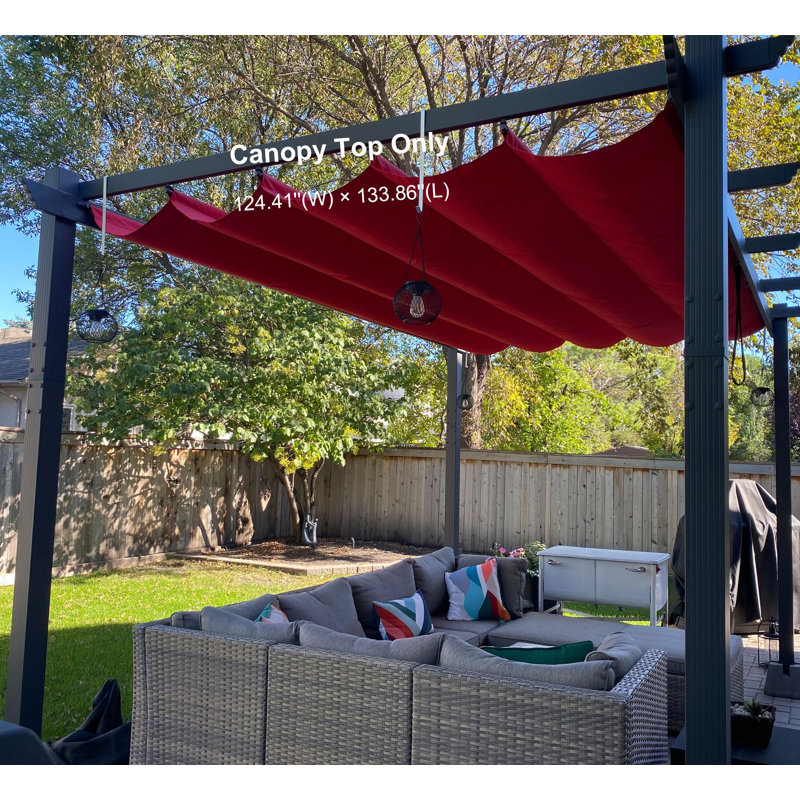 PURPLE LEAF Pergola Shade Cover for 11' X 13' Deck Porch Outside Outdoor Retractable Durable Fabric Canopy Replacement Top Only,Red