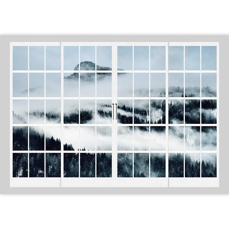 Panneau mural Misty Winter Mountain Nature Wilderness L 5,5 pi x l 96 po, L 100 po x l 144 po