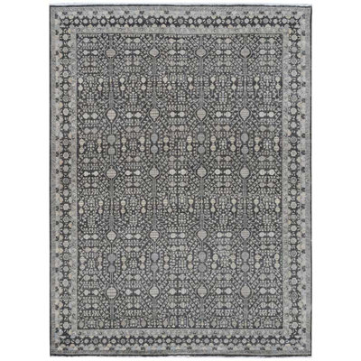 Hand Knotted Wool Oriental Area Rug in Dark Gray