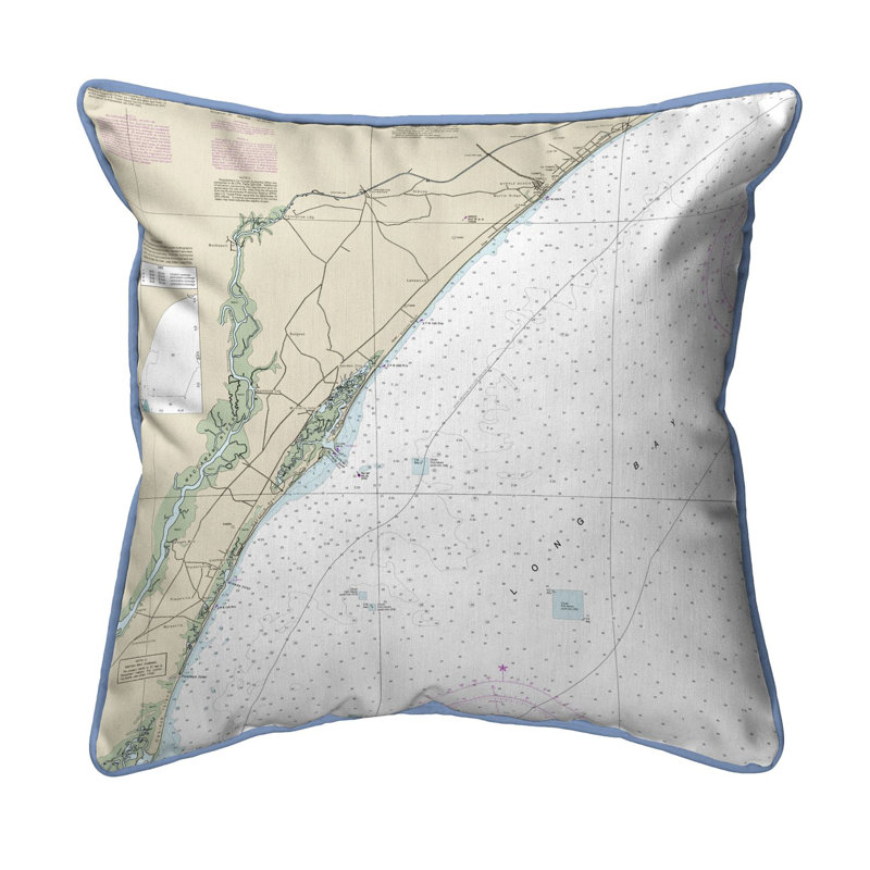 Nautical Map Outdoor Reversible Throw Pillow, 20" x 24"