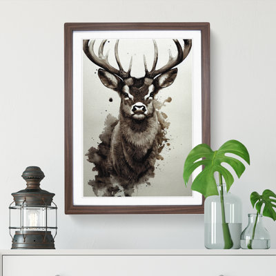 XV1022-4178X Stag Watercolour 1 Piece Single Picture Frame Wall Art