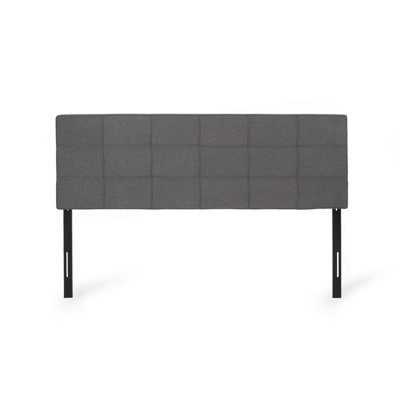 King Size Headboard, Linen Upholstered Headboards With Metal Leg, Square Stitched Design, Adjustable Height Cal King Headboard In Bedroom