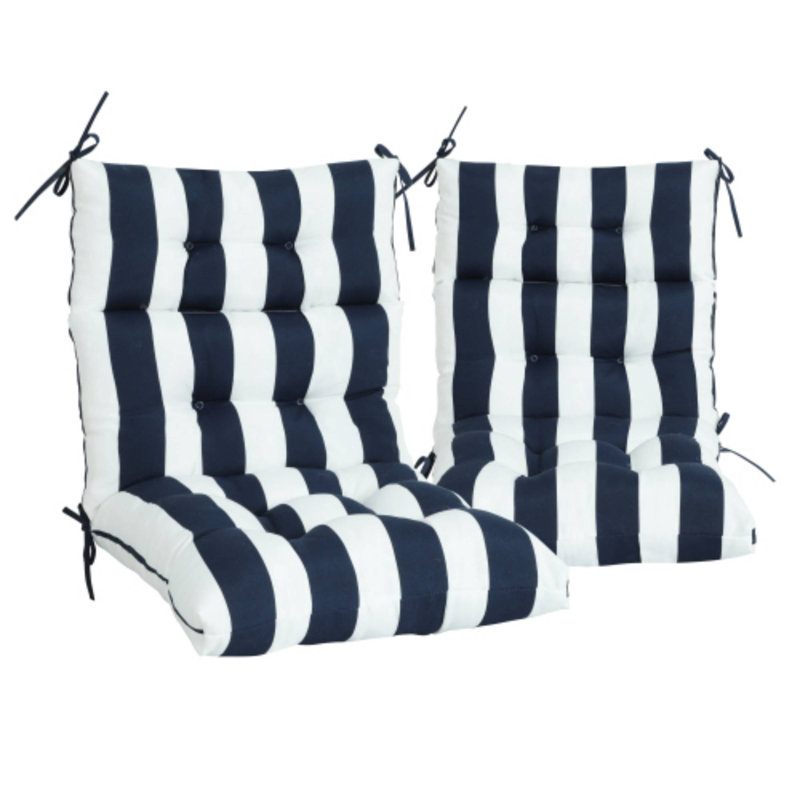 Tufted Adirondack Cushions 2-Pack - Navy Blue/White, 44''X22''x4'' For Porch, Navy