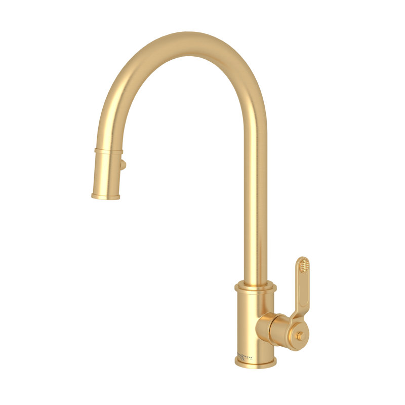 Armstrong Pull-Down Kitchen Faucet With C-Spout, Satin English Gold