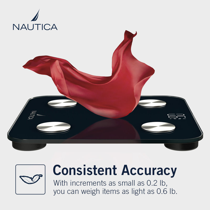 Nautica Smart Digital Glass Body Analysis Scale, Navy Red